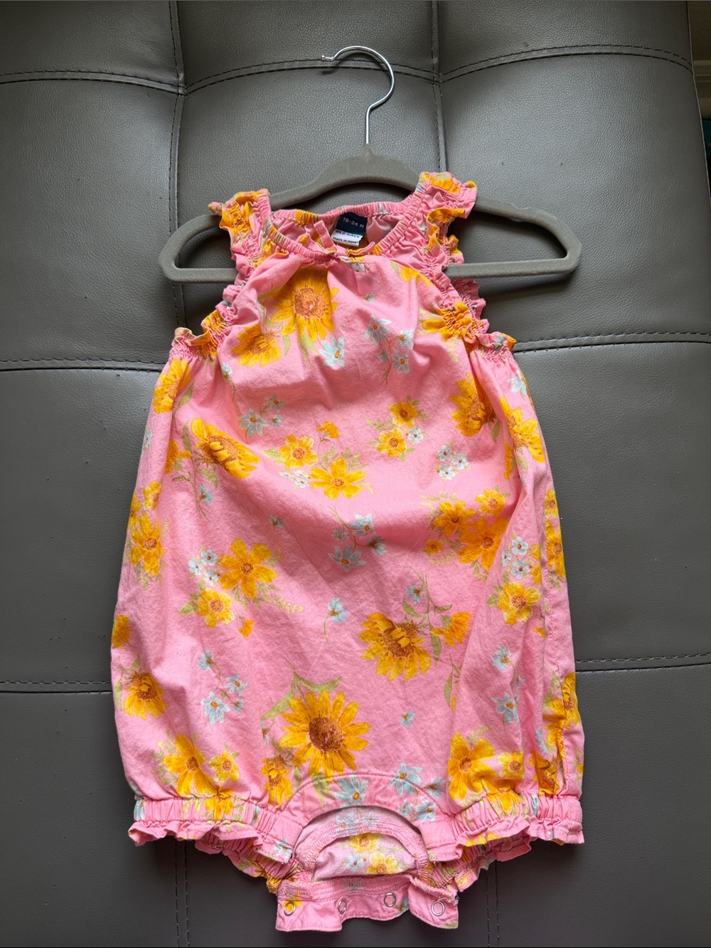 Old Navy Pink Floral Sunflower Bubble Romper